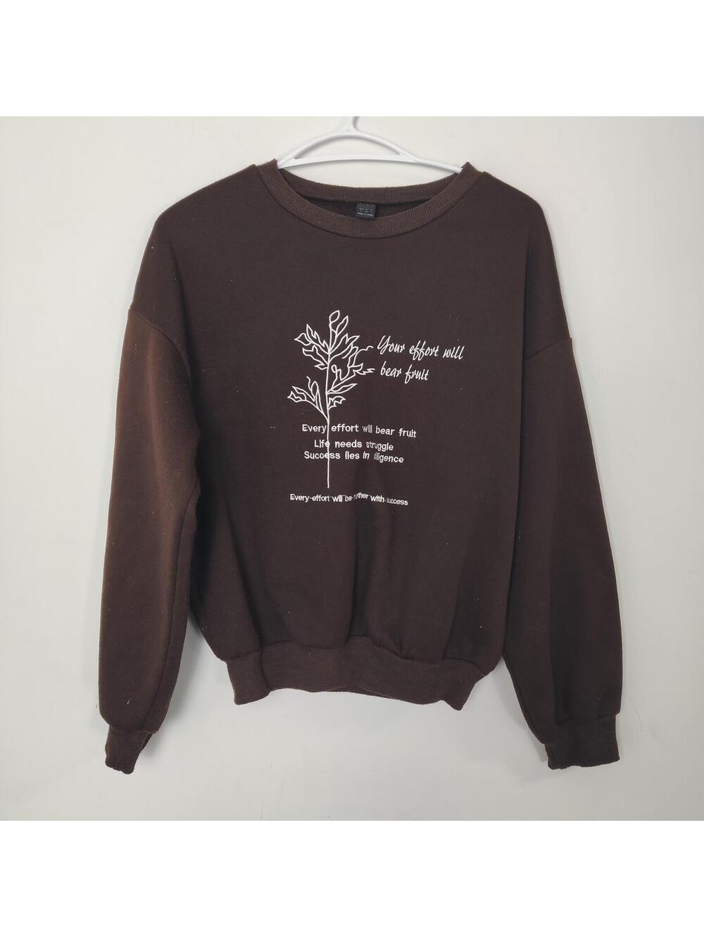 Shein Women's Brown Graphic Sweatshirt — Size Small